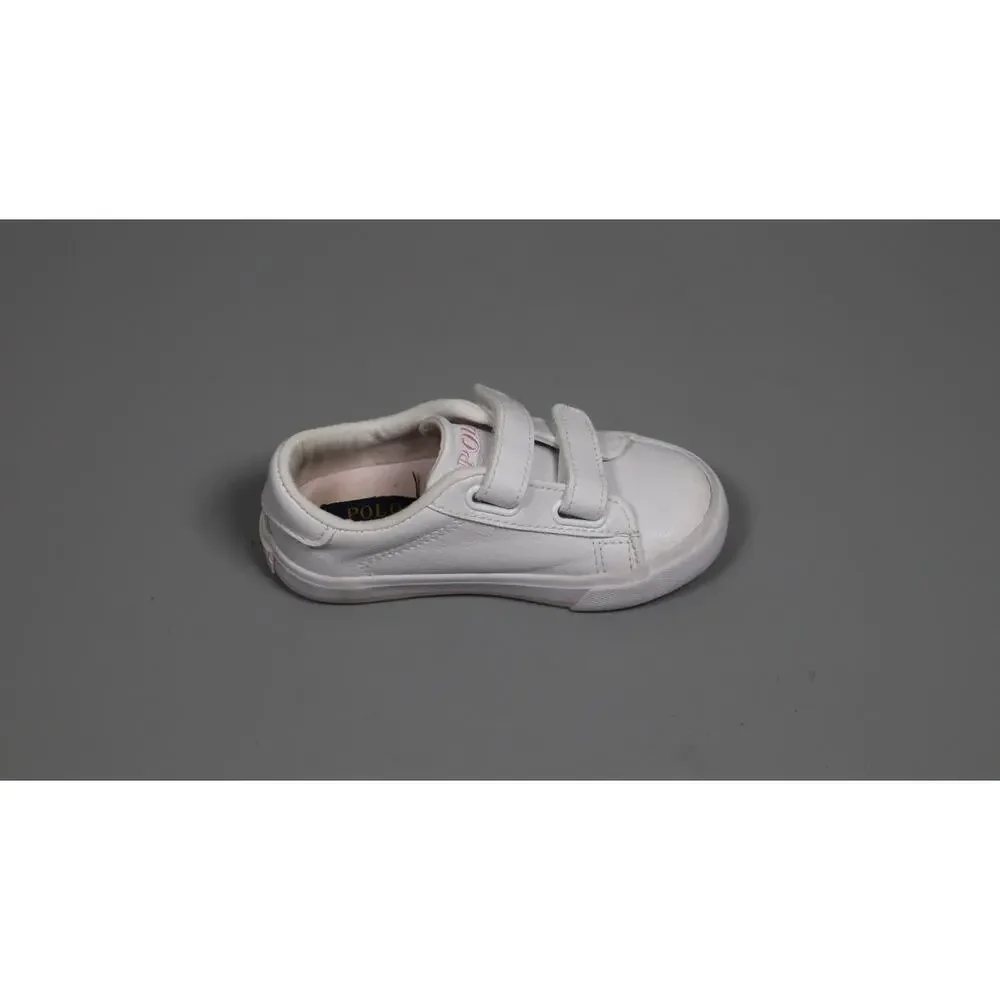 Polo Ralph Lauren Easten EZ II Kids White Pink Hook Loop Sneakers Size 7.5